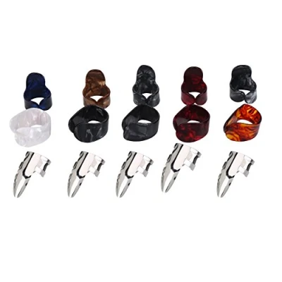 Image of Guitar Finger Picks,15 Pcs Metal Thumb Picks Protectors Musical Instrument AccessoryGuitar general accessories