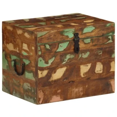 Image of vidaXL Reclaimed Wood Storage Box Rustic Solid Wooden Chest Multi Purpose Organization for Living Room, Bedroom, Hallway Handcrafted Vintage Style