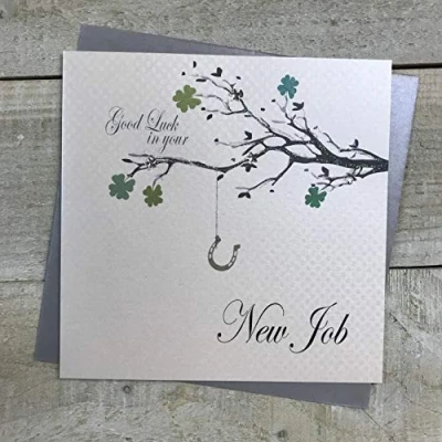 Image of WHITE COTTON CARDS Good Luck Handmade New Job Card, PD85