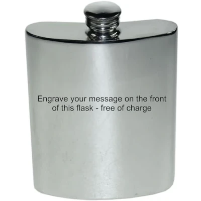 Image of Wentworth Pewter Plain Kidney Flask,Hip Flask, Spirit 6oz Capacity with Engraving