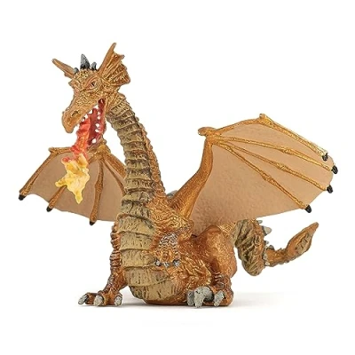 Image of Papo ENCHANTED WORLD Drache,Tiere Figurine, Solid, 39095 Gold Dragon with Flame, Multicolour