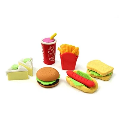 Image of Aeromdale Children Stationery Eraser Food Fast Set Novelty Pencil Rubber Erasers Cute Office Objects Present