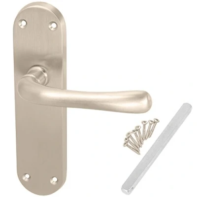 Image of Stylish Lever Latch Internal Door Handles 170mm x 45mm Satin Nickel Finish (6 Pairs)