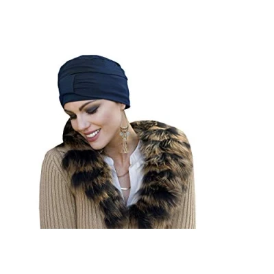 Image of MASUMI Chemo Organic Headwear ELLIE Cancer for Women with Hair Loss Alopecia Hats &amp; Coverings 95% Viscose from Bamboo Hat (Navy)