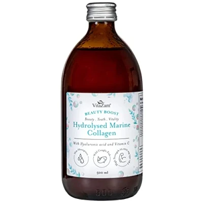 Image of VitaZam Marine Collagen Liquid 10000mg with Hyaluronic Acid, Hydrolysed Peptide, Biotin for Hair, Skin, Nails, Joint, and Muscles, 500 ml