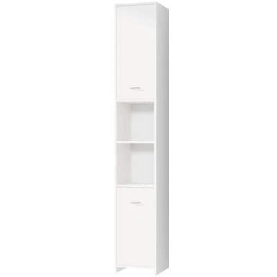Image of CASARIA® Tall Bathroom Cabinet 6 Shelves, 2 Doors Secure Magnetic Door Lock Slim &amp; Spacious Wooden Standing Storage Cupboard Tallboy Unit 180 x 30 30cm White
