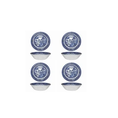 Image of Churchill Blue Willow Pasta Bowl 9&quot;, Set Of 4, Made In England