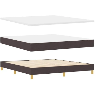 Image of Box Spring Bed with Mattress Dark Brown, 180x200 cm, Fabric Vidaxl