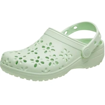 Image of Crocs Classic Floral Cut Out Clog K, Jade Tint, 2 UK
