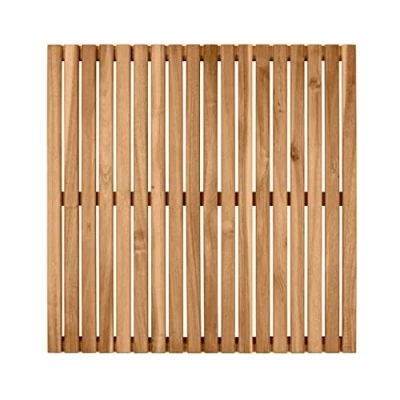 Image of WENKO indoor &amp; outdoor acacia bathroom grate, shower grate made of FSC® certified wood for and use, perfect shower, sauna pool, anti slip underside, (W x D): 55 cm