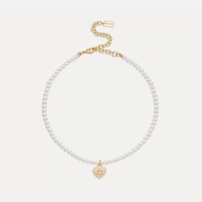 Image of Coach Heart Choker Necklace offwhite/goldcoloured, Women&#039;s, Size: ONE, Offwhite/gold/coloured