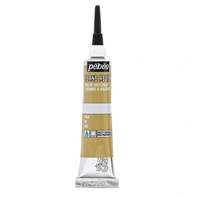 Image of Unbekannt Pebeo 773300 Vitrail Cerne Relief Glass Paint, 20 ml Tube in Blister Packaging, Colour: Gold