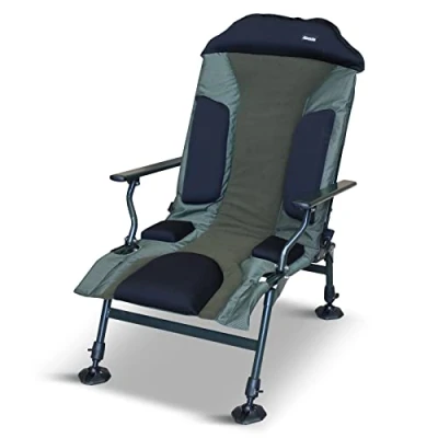Image of Abode Compact Carp Fishing Camping Folding Easy Arm Low Armchair Recliner High Back Sport Chair