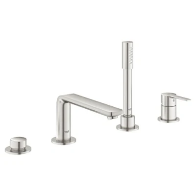 Image of GROHE Lineare New 4 Hole Single Lever Bath Combination Supersteel 19577DC1