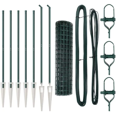 Image of vidaXL Euro Fence with 7 Spike Posts 1x10 m Galvanised Steel Green