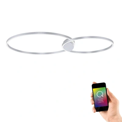 Image of Q Kate Integrated LED Semi Flush Ceiling Light Aluminium 1x 2W 2700 5000K, 26W 5000K Dimmable