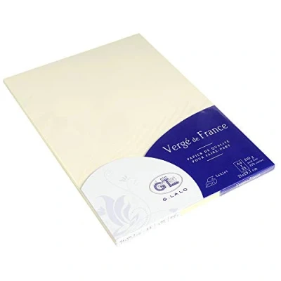 Image of Clairefontaine Ref 41016L G.Lalo Single Cards (Pack of 25) A4 (210 x 297mm) Sized, 210gsm Paper, PEFC Certified, Inkjet &amp; Laser Compatible Vergé de France Ivory