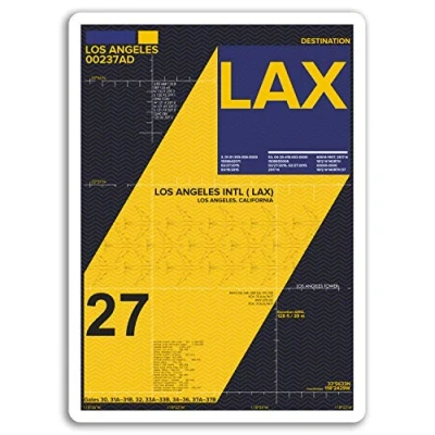 Image of 2 x 10cm Los Angeles Airport Vinyl Stickers LAX Sticker Laptop Luggage #17129 (10cm Tall)