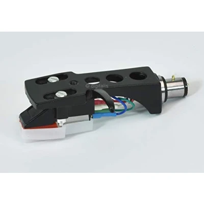 Image of Black Turntable Headshell Mount with Cartridge for Technics SL1200, SL1210,SL1600 Mk2, SL1610 SL1700 SL1710 SL1810, SL1800 Mk2 Turntables (Black and Combo)