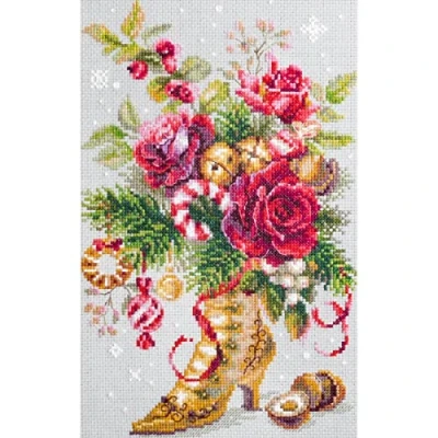 Image of Magic needle 100 270 ZW Christmas Surprise Counted Cross Stitch Kit with Zweigart Edition Cotton Multi Coloured 17 x 27 cm