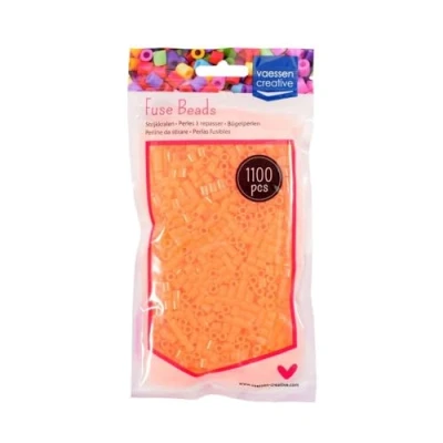 Image of Vaessen Creative Fuse Beads, Neon Orange, Set of 1100 Pieces for DIY Crafts with Kids, Making Jewelry, Homemade Decorations and Other Crafty Ideas, 5mm 5009 029