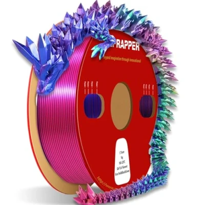 Image of RepRapper Silk Triple Color PLA Filament 1.75mm Multicolour 3D Printer PLA, Smooth Surface, 1kg/2.2lbs, Green/Blue/Rose Red