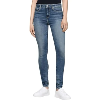 Image of Tommy Hilfiger Women&#039;s Como Skinny Rw Pat Ww0ww44120 Skinny, Denim (Pat), 30W / 30L