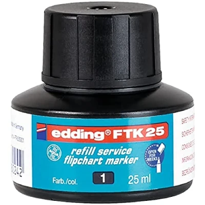 Image of Edding FTK 25 Refill Ink Black Ml with Capillary System Ideal for Clean and Uncomplicated Refilling of Almost All Flipchart Markers