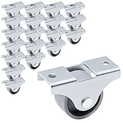 Image of SKIR&#039;CO (Pack of 20 pcs) Small 25 mm Furniture Castors, Grey Plastic Wheels, Non Swivel, Fixed Casters, One Way Direction (20)
