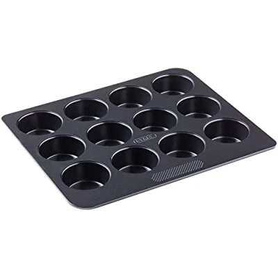 Image of Pyrex Magic Muffin Tray 12 Cup Carbon Steel Non Stick Coating Black (Pack of 2)