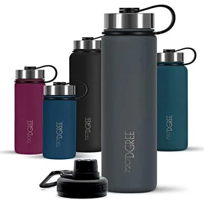 Image of 720DGREE Vaccum Insulated Water Bottle “noLimit“ 950ml Leakproof, BPA Free, Thermo Stainless Steel Flask Carbonated Drinks, Sports, Gym, School, Travel, Camping, Hiking, Outdoor +Sports Cap