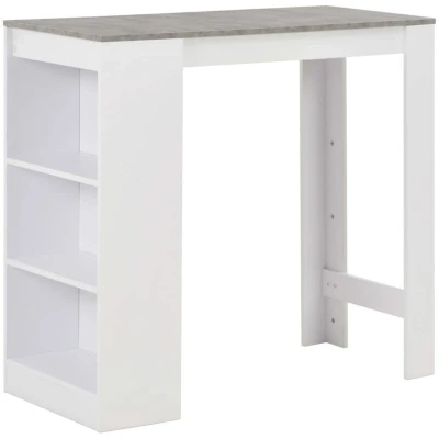 Image of vidaXL Bar Table with Shelf, Bistro Pub Furniture, Dining Kitchen Indoor Home Patio in White
