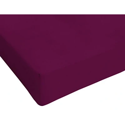 Image of Italian Bed Linen Max Color Fitted Sheet with Corner, 100% Cotton, Plum, Small Double