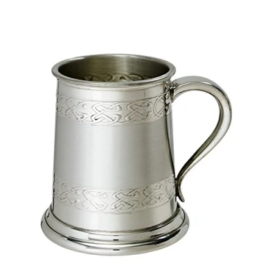 Image of Wentworth Pewter Half Pint Embossed Celtic Band Tankard, Beer Mug