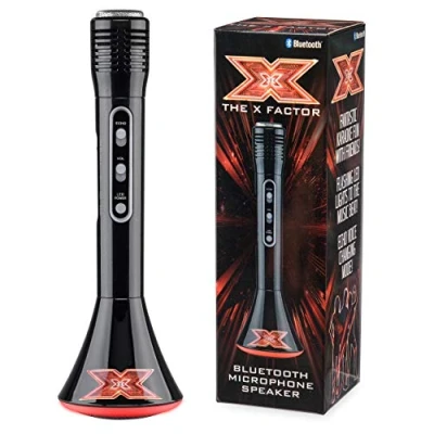Image of The X Factor TY6012 Karaoke Microphone Speaker with Wireless Bluetooth, LED Lights and Echo Function for Kids Adults, XF1, Black