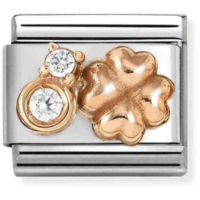Image of Nomination Rose Gold White Rounded Clover Charm