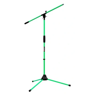 Image of Audibax Ayra 10 Green Floor Microphone Stand Adjustable Arm and Clip with Tripod Base Foldable Height Design