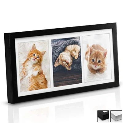 Image of bomoe Multi Photo Frame for 3 Photos Galeria Picture Multiple Pictures Aperture Collage 3x 13x18 cm Black
