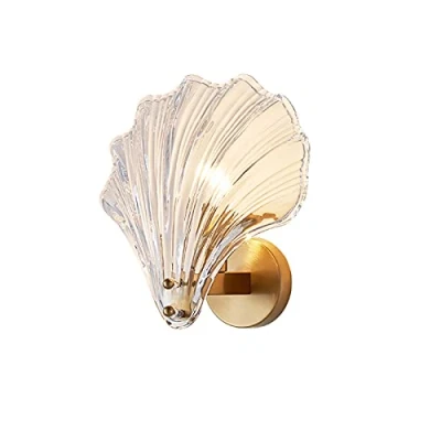 Image of MZStech Crystal &amp; Brass Base Shell Wall Sconces Lamp,Shell Lamp Fixtures Sconce Light (Clear)