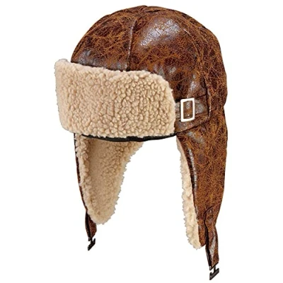 Image of WIDMANN 10014 Aviator Hat, Brown, Break Pilot, Cap, Retro, 20s, Theme Party, Carnival