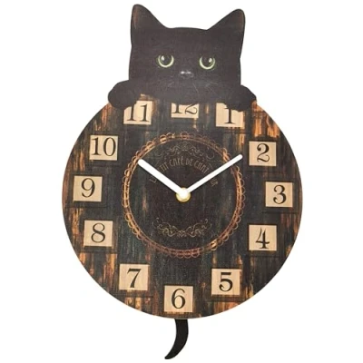 Image of Nemesis Now Kitten Tickin&#039; Clock 25cm Brown