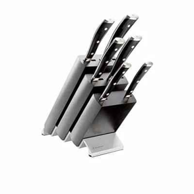Image of Wüsthof 1090370601 Classic Ikon Knife Block with 6 Pieces in Ash Black