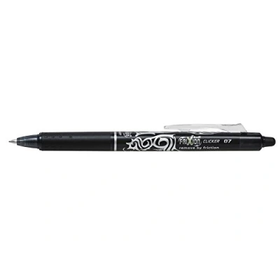 Image of Pilot Frixion Clicker 0.7mm Tip Erasable Ink Gel Pen Tattoo Design Black (Pack of 6) Supplied Loose