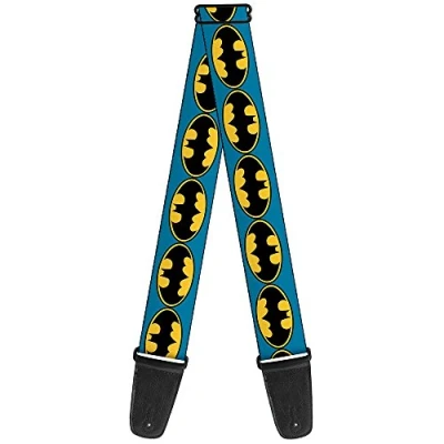 Image of Buckle Down Guitar Strap Bat Signal 3 Blue Black Yellow 2 Inches Wide (GS WBM012)