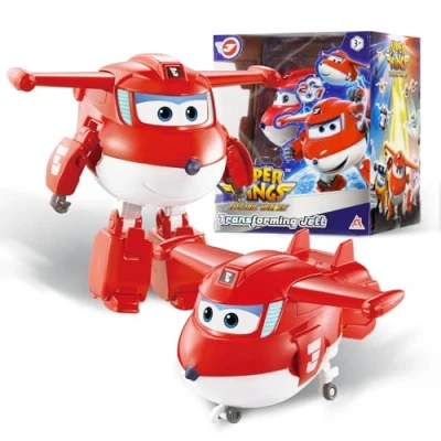 Image of Super Wings Transformation Plane Supercharged Jet, 5 Inch Toy Figure for Kids, and Robot 3+ Years Old Boys Girls