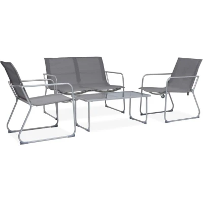 Image of vidaXL 4 Piece Garden Lounge Set Fabric &amp; Steel Grey