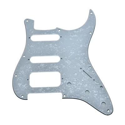 Image of Dopro 11 Hole Strat HSS Guitar Pickguard 2 Screw Humbucking Pickup Mount for American FD Stratocaster White Pearl