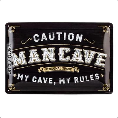 Image of Nostalgic Art Retro Tin Sign Caution Man Cave Nostalgia Gift Idea Metal Vintage Design for Decoration 20x30cm