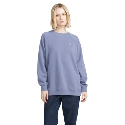 Image of Volcom Women&#039;s Stone Magic Boyfriend Crew Fleece Sweatshirt, Denim, Medium