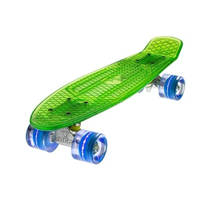 Image of Ridge Skateboards Complete Blaze 22&quot; Mini Cruiser Skateboard w LED wheels and transparent deck